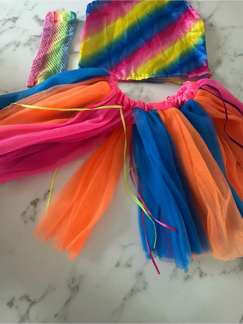 Kids Rainbow One-Shoulder unicorn/ 80s costume Halloween